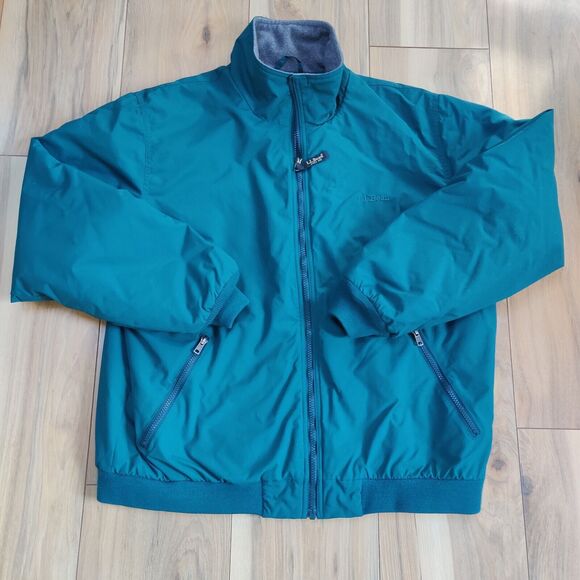 VINTAGE LL Bean Bomber Jacket Mens Large Fleece Lined Green Coat Zip Thinsulate - Picture 1 of 14